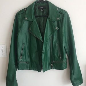 Green Vegan Leather Jacket